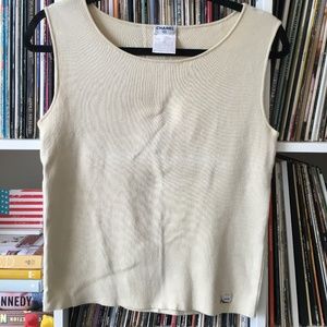 CHANEL Beige Cotton Tank size M